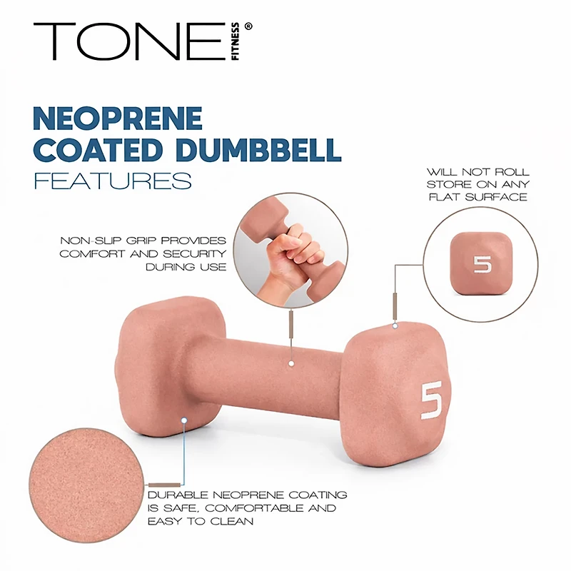 Tone Fitness 32 lb Neoprene Dumbbell Set with Rack