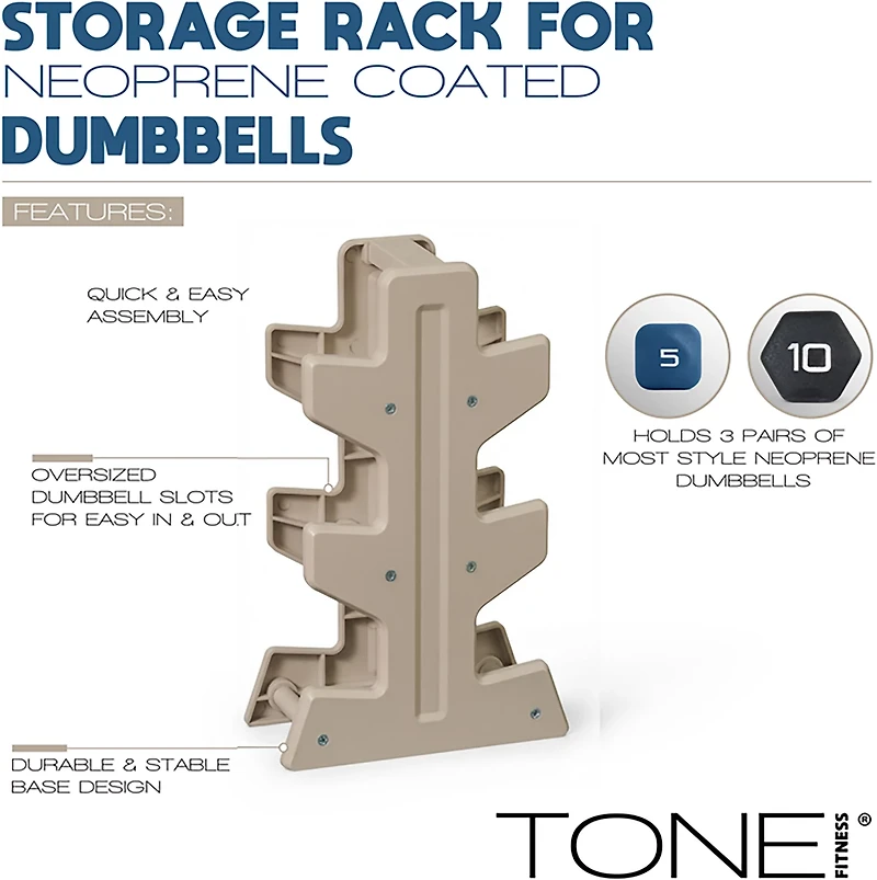 Tone Fitness 32 lb Neoprene Dumbbell Set with Rack