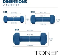 Tone Fitness 32 lb Neoprene Dumbbell Set with Rack