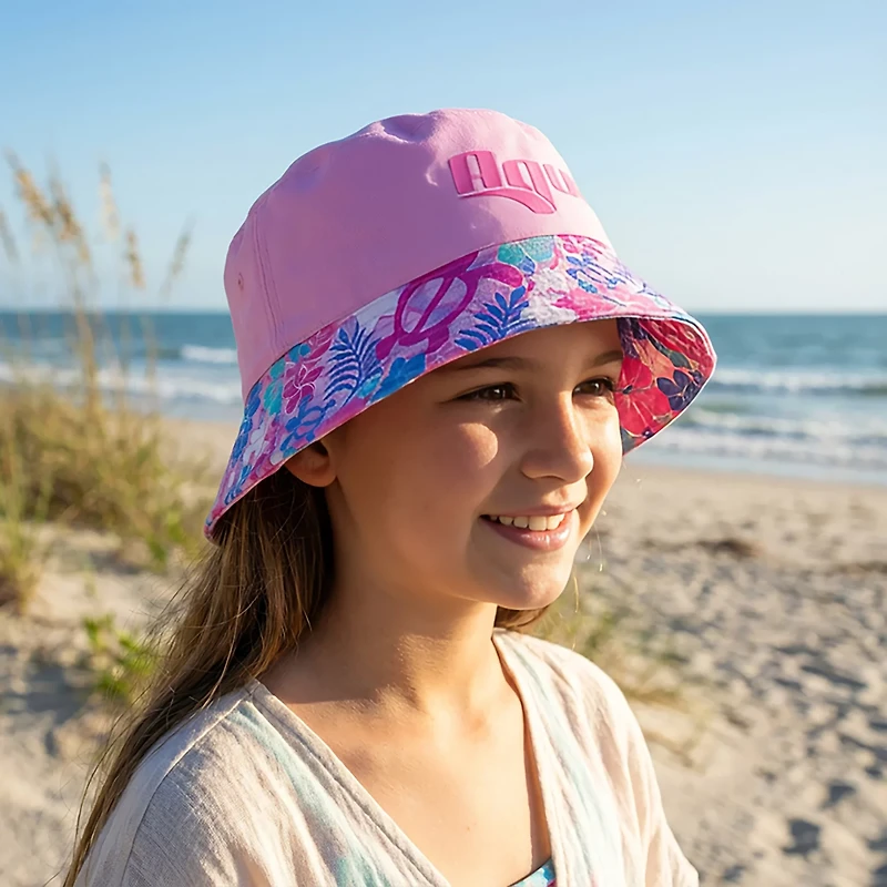 Aqua Leisure Girls’ Pink Turtles Bucket Hat