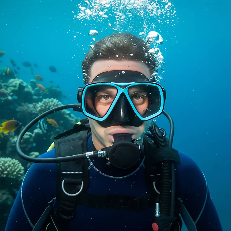 US Diver Adults' Belize Teal and Black Mask Swim Goggles