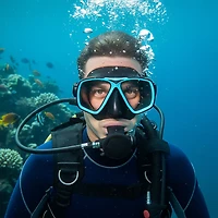 US Diver Adults' Belize Teal and Black Mask Swim Goggles