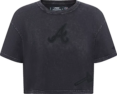 Pro Standard Women's Atlanta Braves Washed Classic Enzyme Wash Short Sleeve Boxy T-shirt