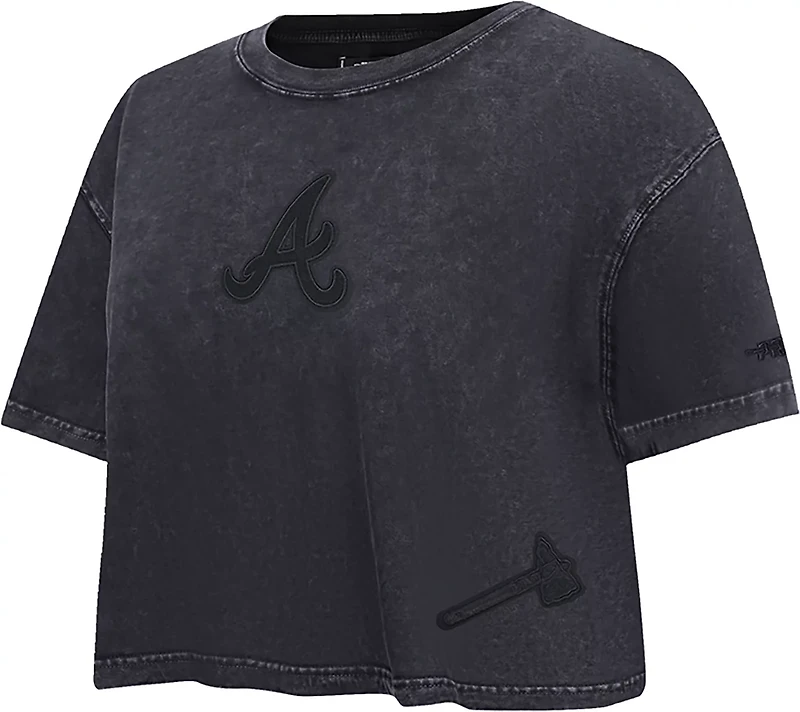 Pro Standard Women's Atlanta Braves Washed Classic Enzyme Wash Short Sleeve Boxy T-shirt