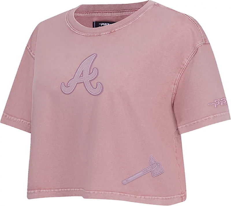 Pro Standard Women's Atlanta Braves Washed Classic Enzyme Wash Short Sleeve Boxy T-shirt