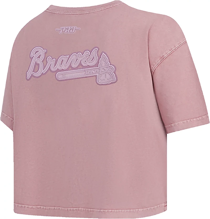 Pro Standard Women's Atlanta Braves Washed Classic Enzyme Wash Short Sleeve Boxy T-shirt