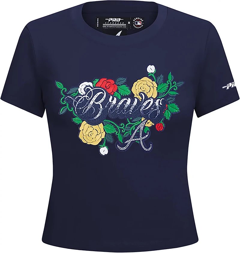 Pro Standard Women's Atlanta Braves Ink and Bloom Baby Doll Short Sleeve T-shirt