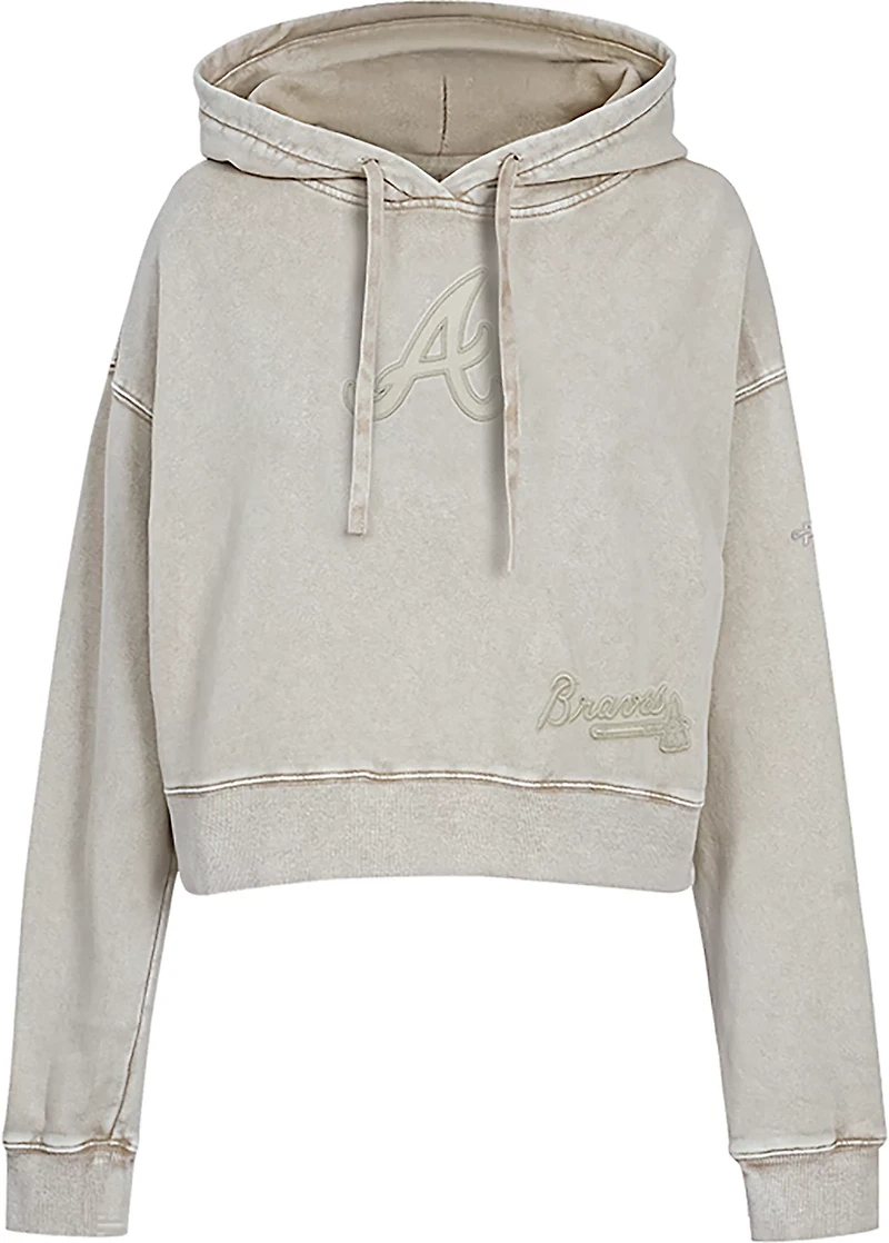 Pro Standard Women's Atlanta Braves Washed Classic Enzyme Wash Long Sleeve Hoodie