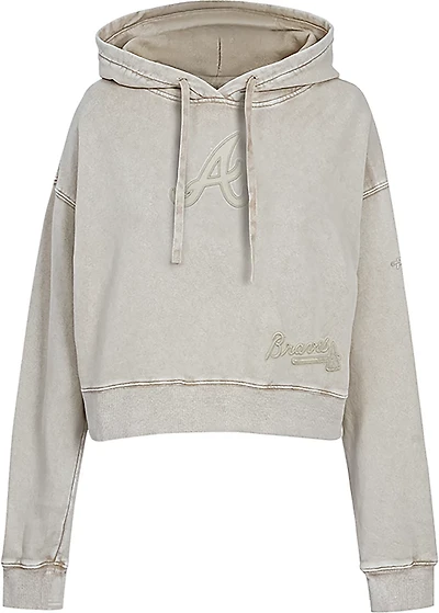Pro Standard Women's Atlanta Braves Washed Classic Enzyme Wash Long Sleeve Hoodie