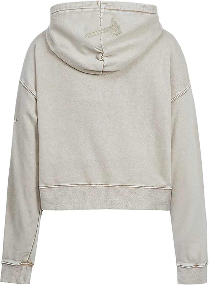 Pro Standard Women's Atlanta Braves Washed Classic Enzyme Wash Long Sleeve Hoodie