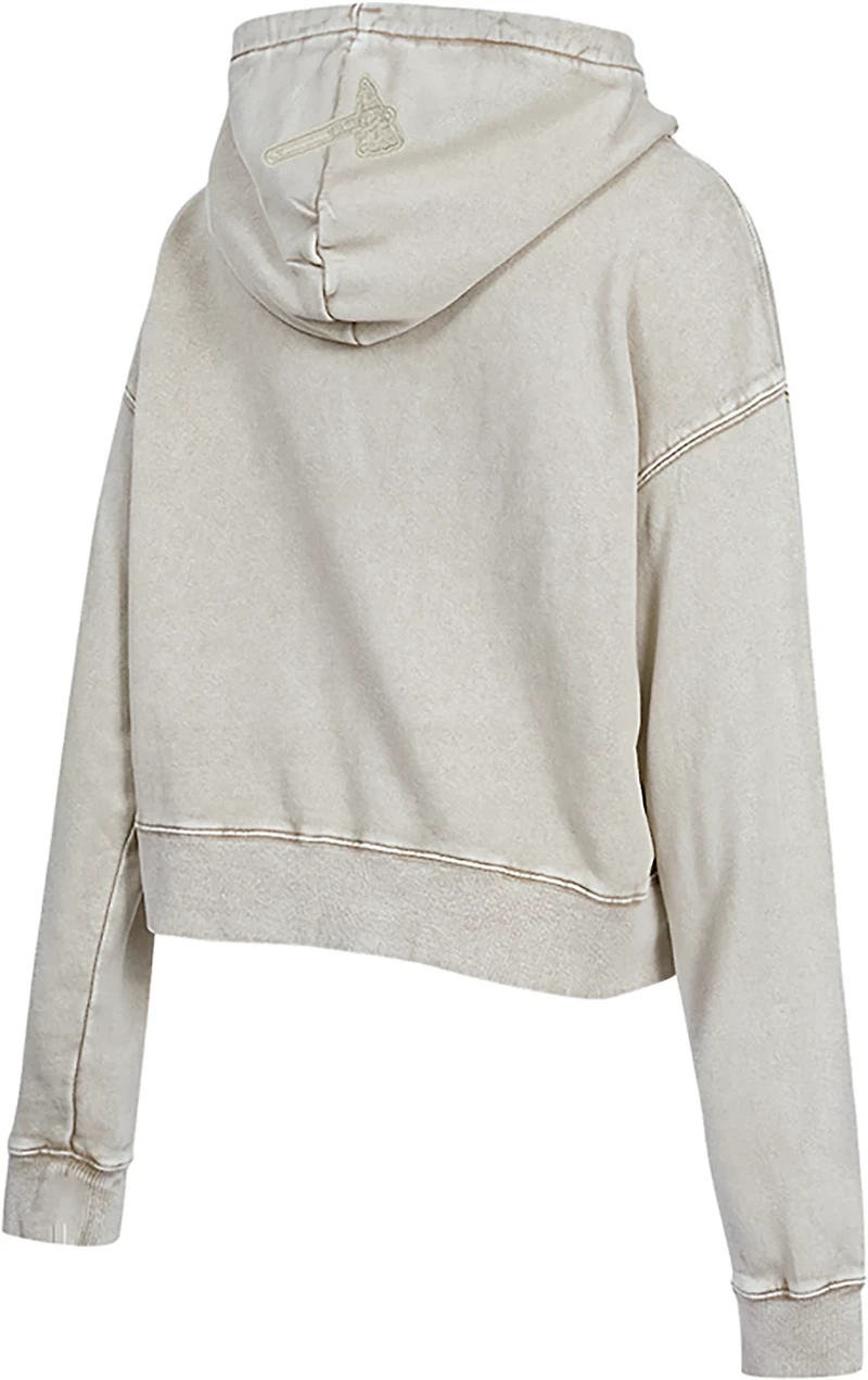 Pro Standard Women's Atlanta Braves Washed Classic Enzyme Wash Long Sleeve Hoodie