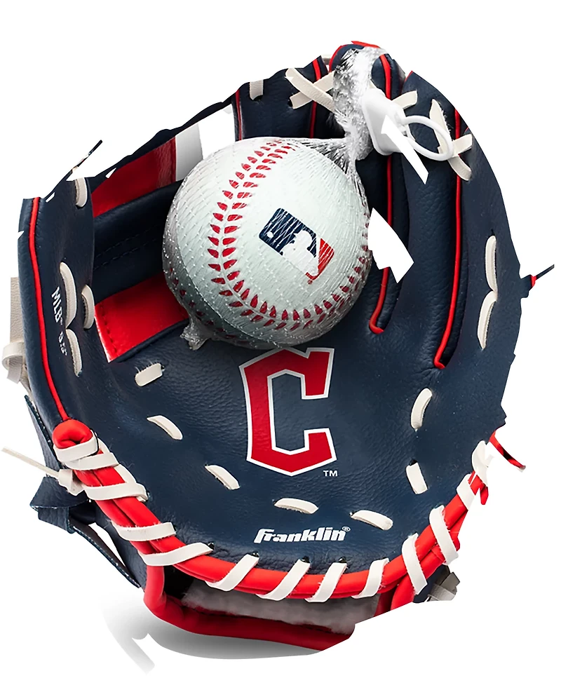 Franklin Cleveland Guardians 9.5 in T-Ball Glove and Ball Set