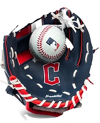 Franklin Cleveland Guardians 9.5 in T-Ball Glove and Ball Set