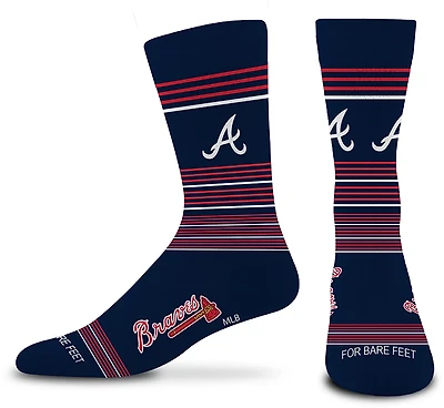 For Bare Feet Adults' Atlanta Braves Gradient Stripes Crew Socks