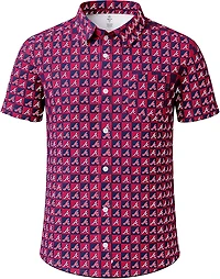 Stitches Men's Atlanta Braves Sublimated Short Sleeve Button Down Shirt