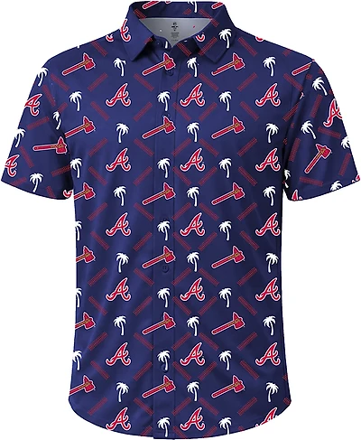 Stitches Men's Atlanta Braves Sublimated Short Sleeve Button Down Shirt