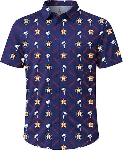 Stitches Men's Houston Astros Sublimated Short Sleeve Button Down Shirt