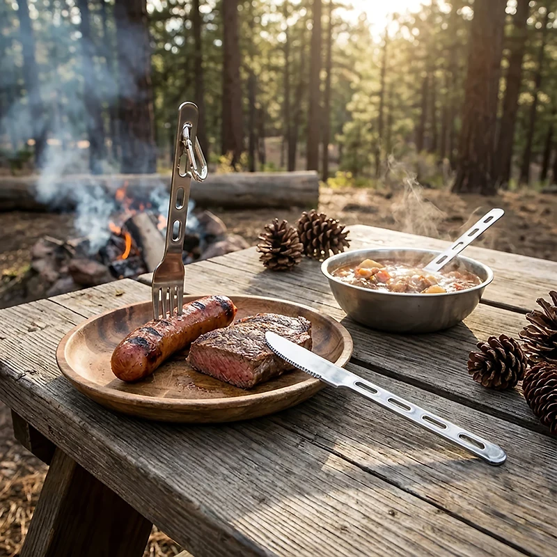 GSI Outdoors Glacier Stainless Steel 3-Piece Ring Cutlery