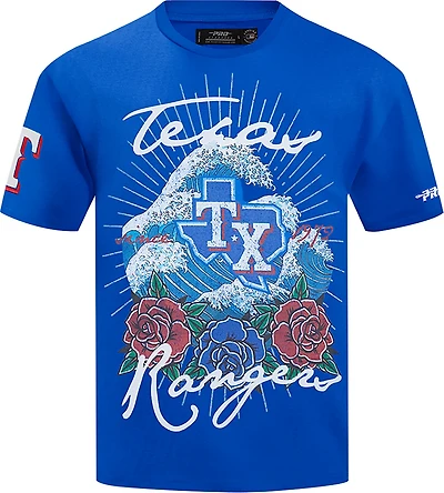 Pro Standard Men's Texas Rangers Wave and Roses CJ Drop Shoulder Short Sleeve T-shirt