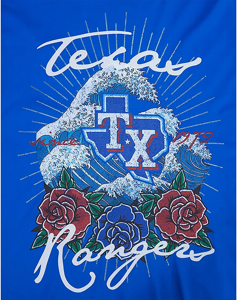 Pro Standard Men's Texas Rangers Wave and Roses CJ Drop Shoulder Short Sleeve T-shirt