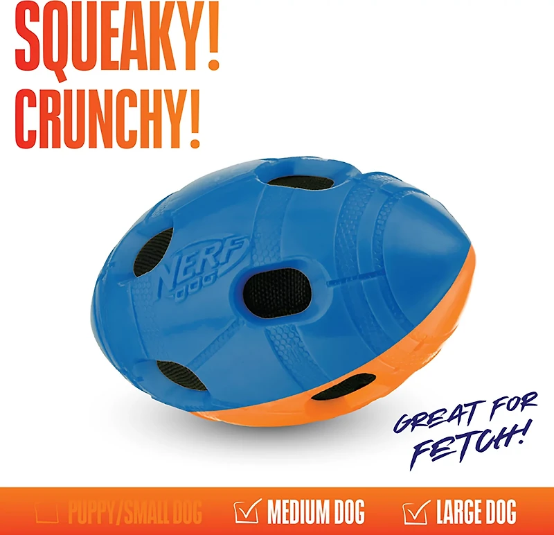 Nerf Dog TPR Bash Squeak and Crunch Football Toy