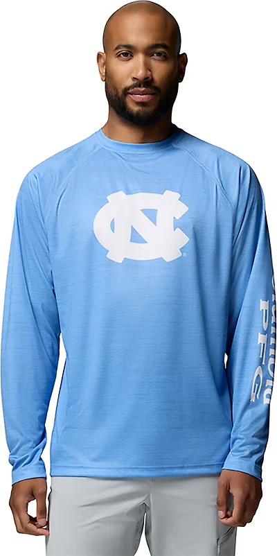 Columbia Sportswear Men's University of North Carolina CLG Terminal Tackle Heather Long Sleeve Graphic T-shirt