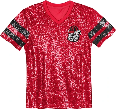 Outerstuff Girls' University of Georgia KC Glam Sequined Graphic T-shirt
