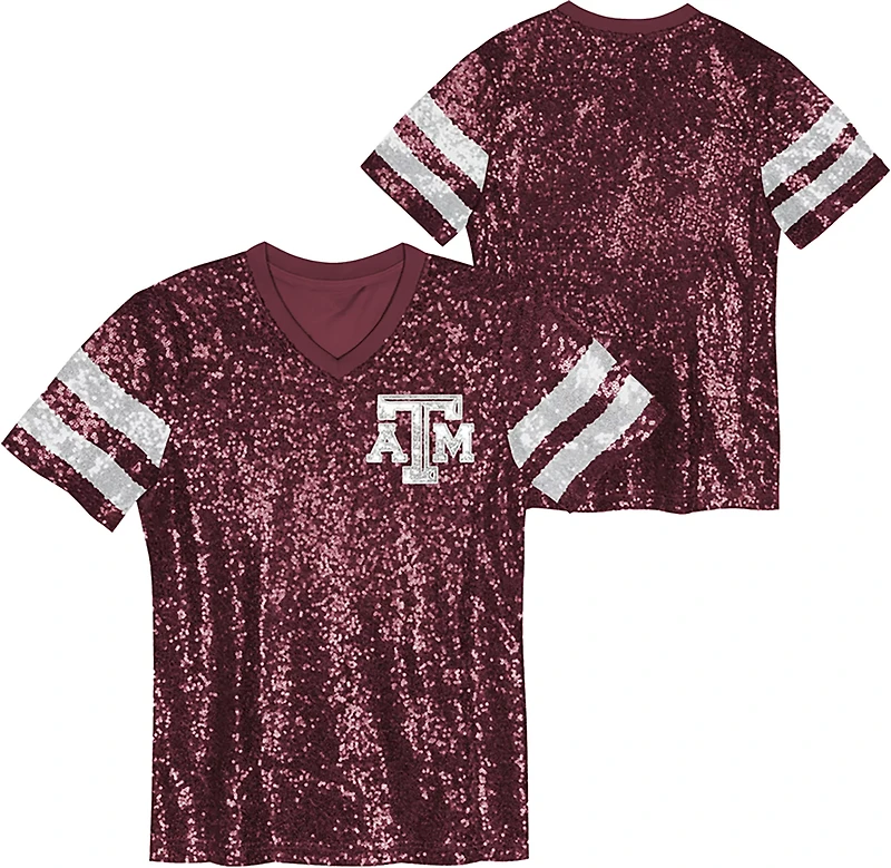 Outerstuff Girls' Texas A&M University KC Glam Sequined Graphic T-shirt