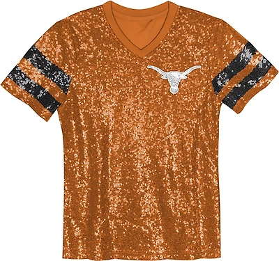 Outerstuff Girls' University of Texas KC Glam Sequined Graphic T-shirt