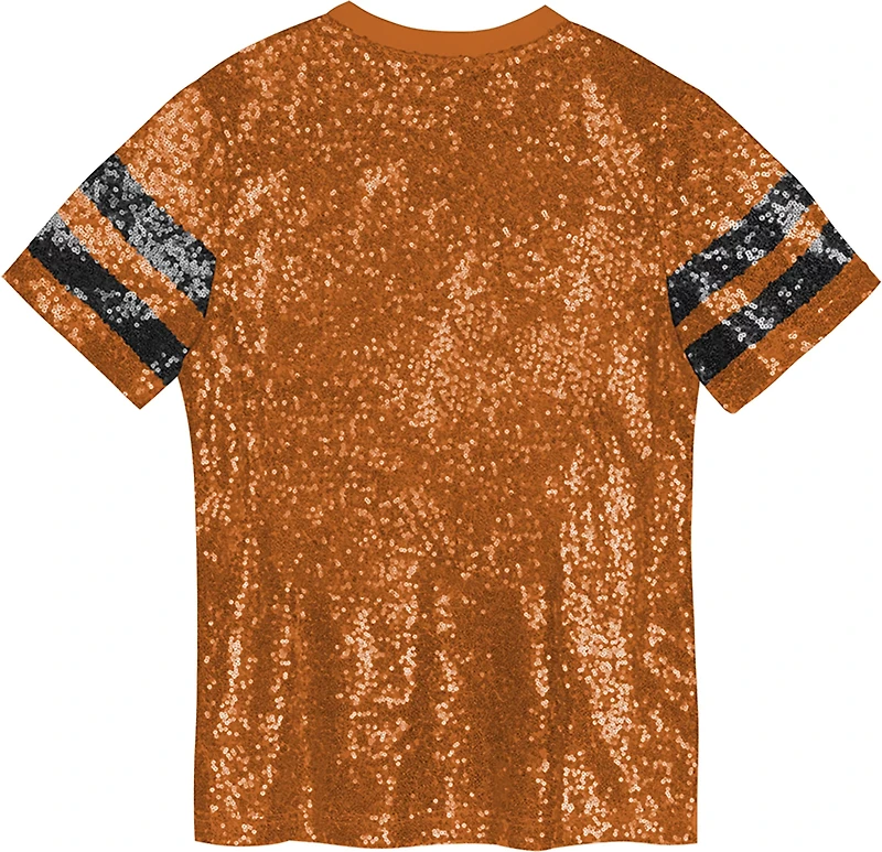 Outerstuff Girls' University of Texas KC Glam Sequined Graphic T-shirt