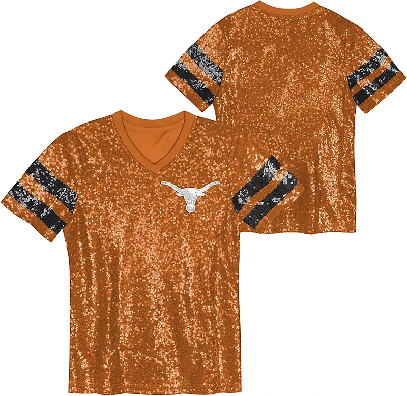 Outerstuff Girls' University of Texas KC Glam Sequined Graphic T-shirt
