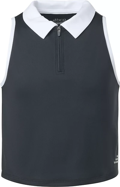 BCG Girls' Tennis Swing 1/4 Zip Sleeveless Polo Shirt