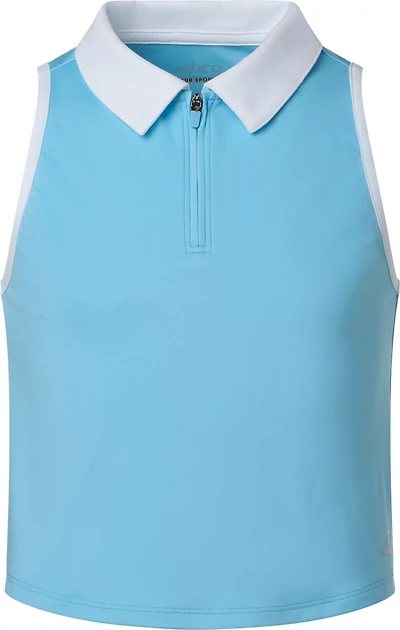 BCG Girls' Tennis Swing 1/4 Zip Sleeveless Polo Shirt
