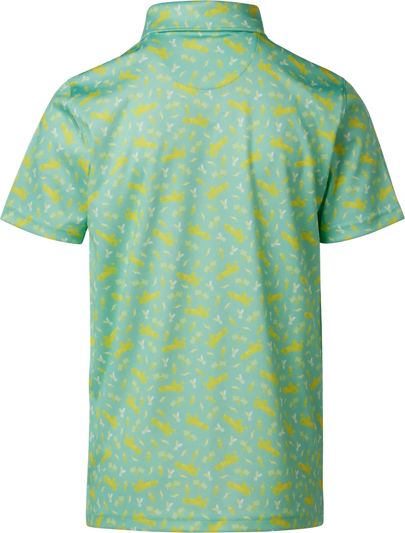 BCG Boys' Golf Racecar Print Short Sleeve Polo