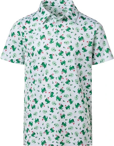 BCG Boys' Gator Print Short Sleeve Polo Shirt