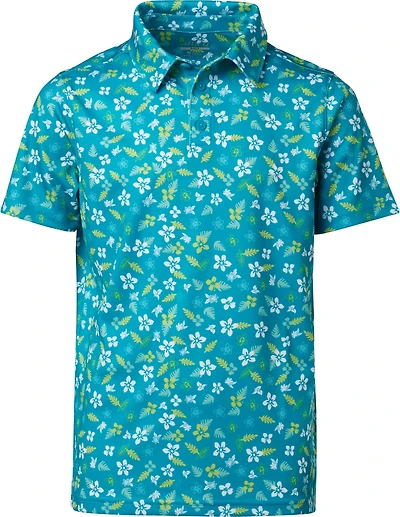 BCG Boys' Golf Tropical Print Polo Shirt