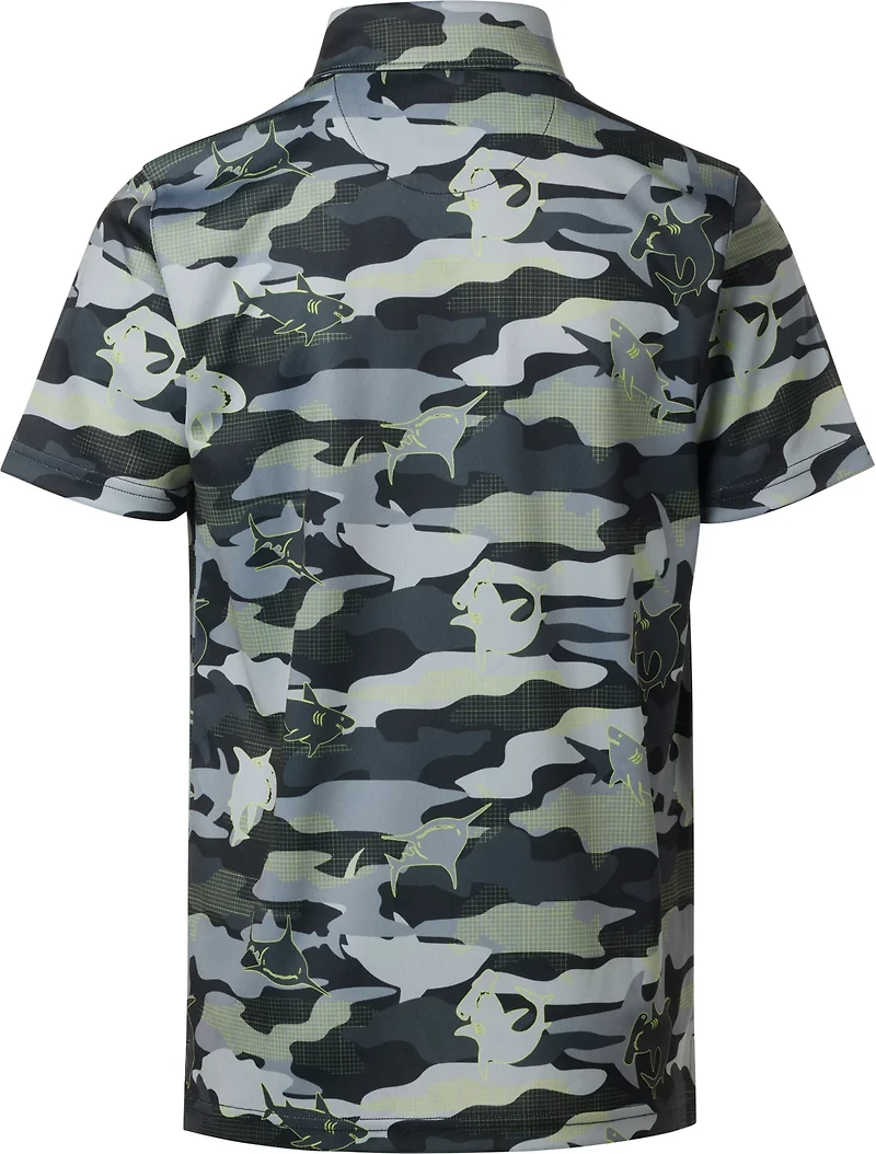 BCG Boys' Shark Camo Print Short Sleeve Polo