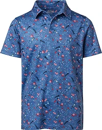 BCG Boy's Patriotic Print Short Sleeve Polo Shirt