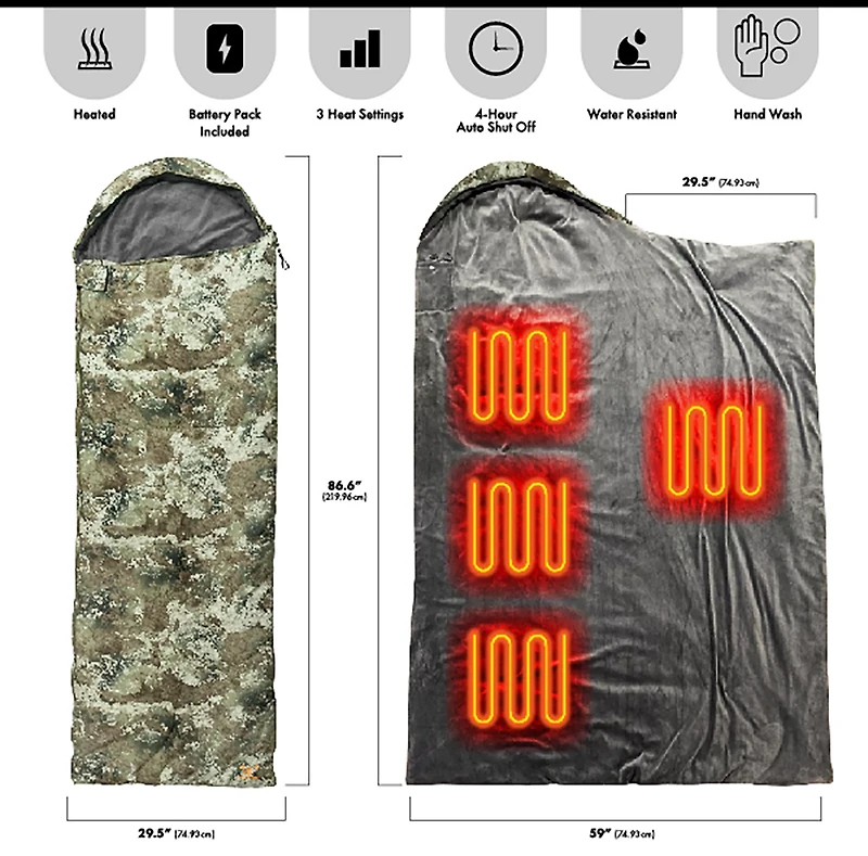 True Timber Heated Mummy Sleeping Bag