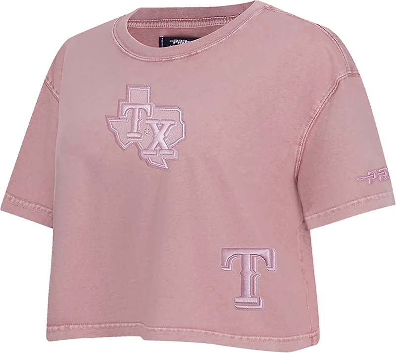 Pro Standard Women's Texas Rangers Washed Classic Enzyme Wash Short Sleeve Boxy T-shirt