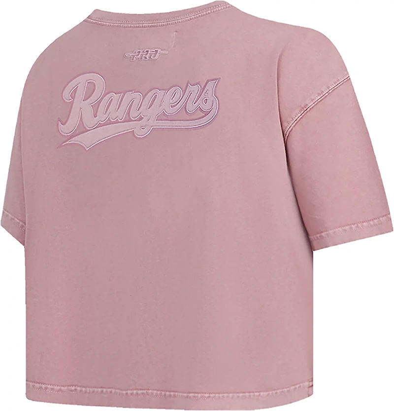 Pro Standard Women's Texas Rangers Washed Classic Enzyme Wash Short Sleeve Boxy T-shirt