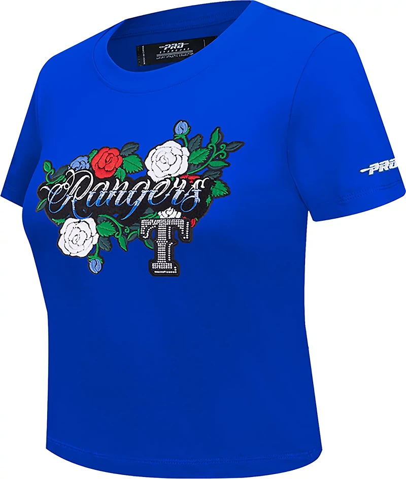 Pro Standard Women's Texas Rangers Ink and Bloom Baby Doll Short Sleeve T-shirt