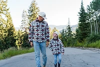 BURLEBO Men's Arizona Aztec Mountain Fleece Sherpa 1/4-Zip Jacket