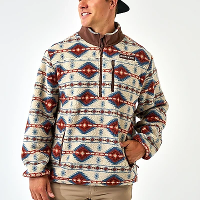 BURLEBO Men's Arizona Aztec Mountain Fleece Sherpa 1/4-Zip Jacket
