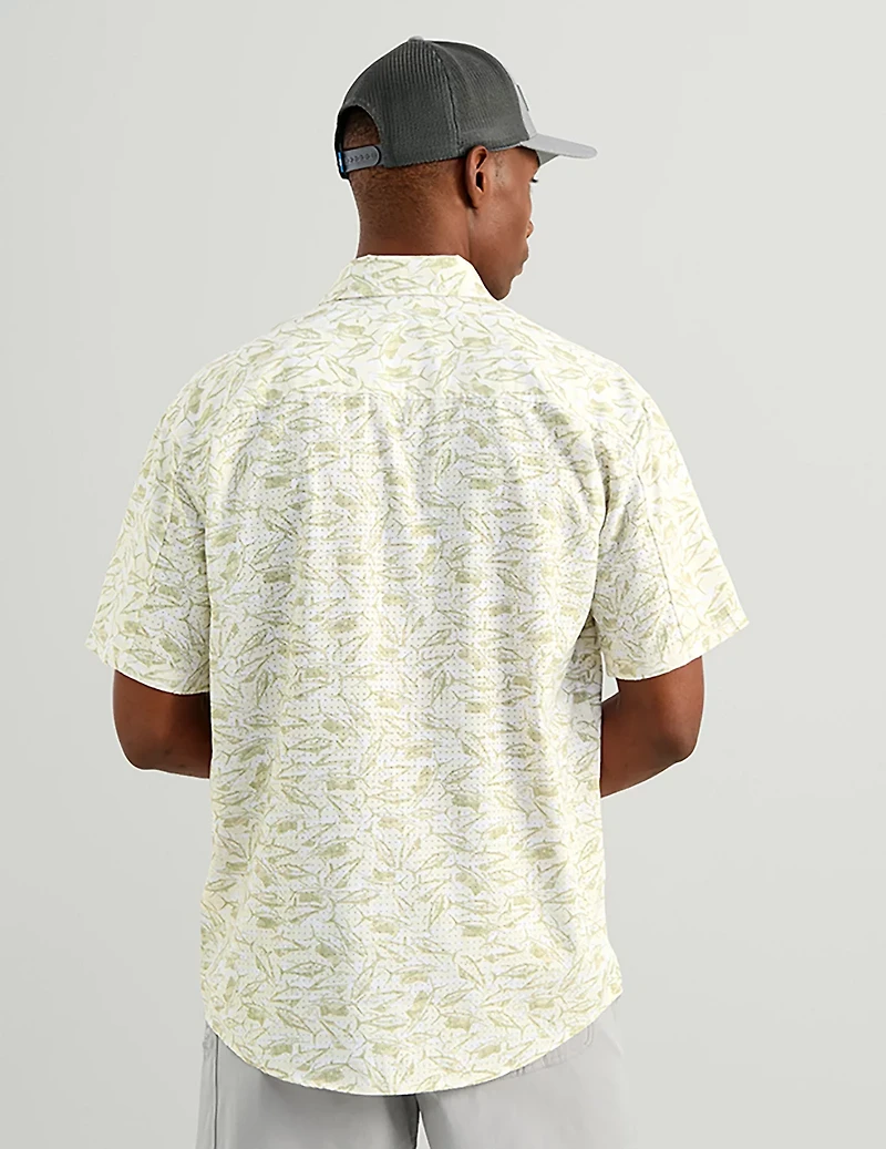 Huk Men's Tide Point KC Scott© Printed Short Sleeve Button-Down Shirt