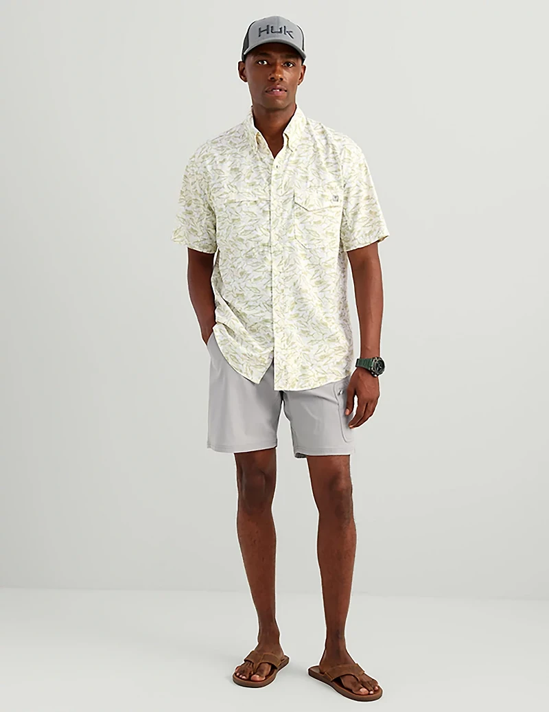 Huk Men's Tide Point KC Scott© Printed Short Sleeve Button-Down Shirt