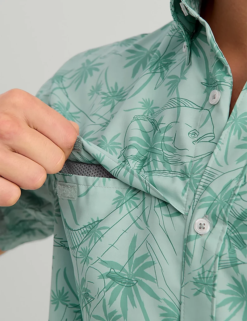 Huk Men's Tide Point KC Scott© Printed Short Sleeve Button-Down Shirt