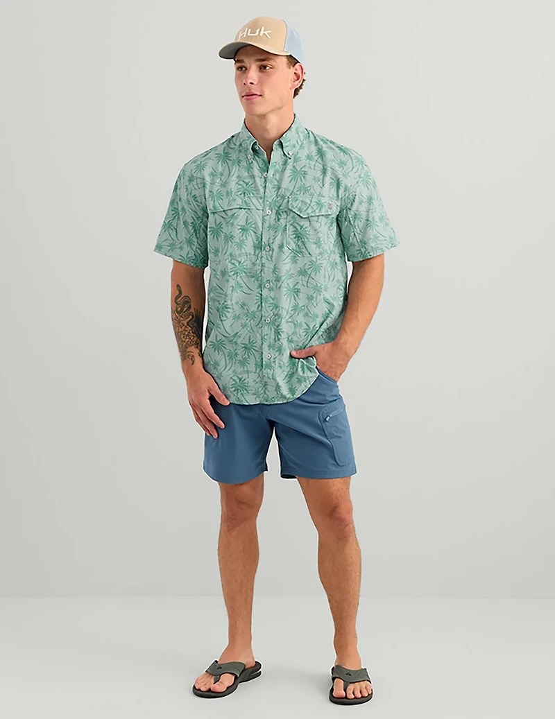 Huk Men's Tide Point KC Scott© Printed Short Sleeve Button-Down Shirt