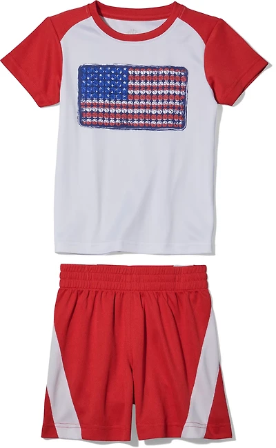 BCG Boys’ Toddler Flag of Baseballs Short Set