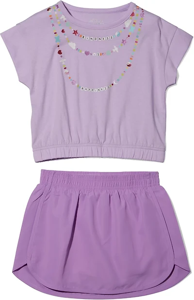 BCG Girls' Short Sleeve Necklace Skort Set
